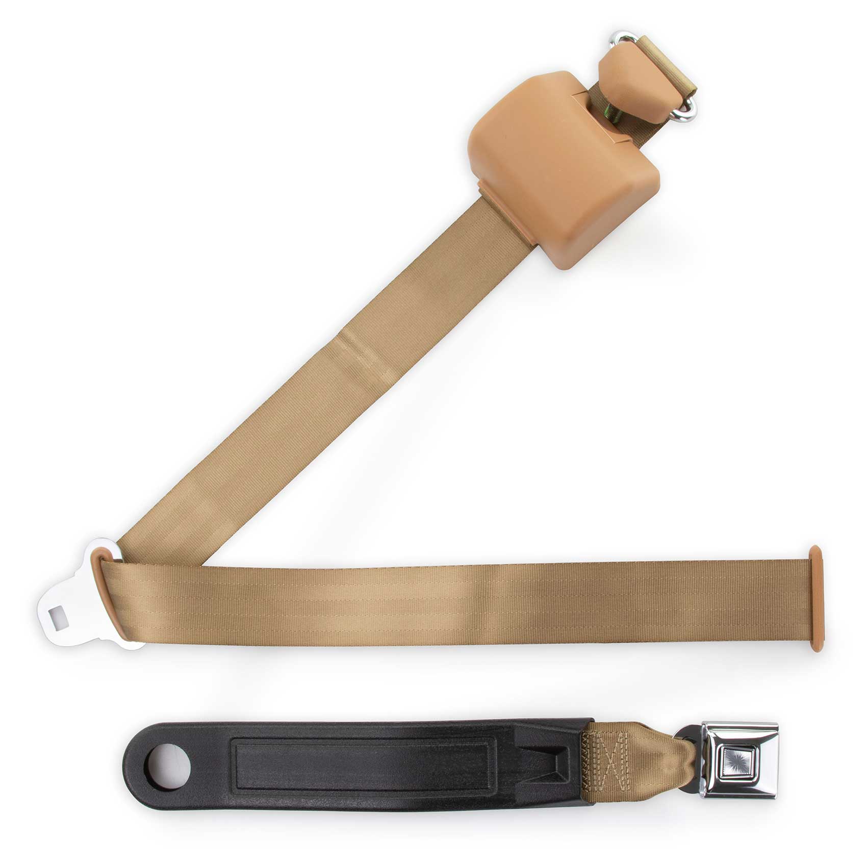 RetroBelt Tan Push Button 3-Point Shoulder Safety Seat Belt - Bucket Seat